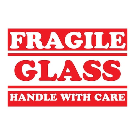 Label, DL1283, FRAGILE GLASS HANDLE WITH CARE, 3 X 5